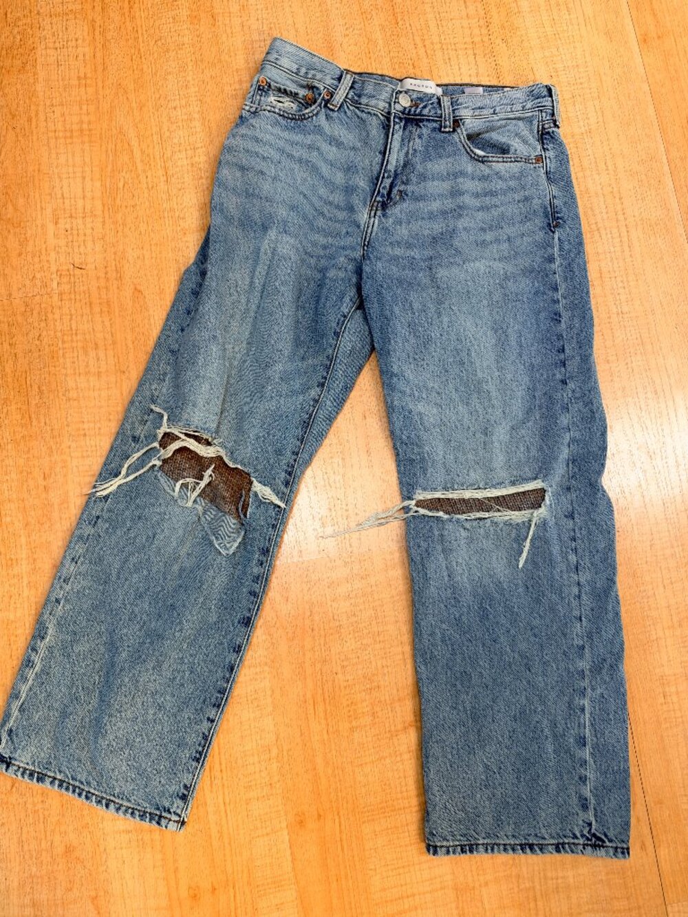 Pac Sun Baggy Jeans Sweater Knit Knee Patches